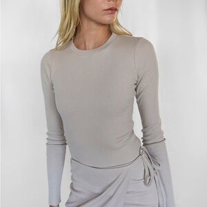 The Range NYC Ribbed Cross Back Crewneck Bodysuit